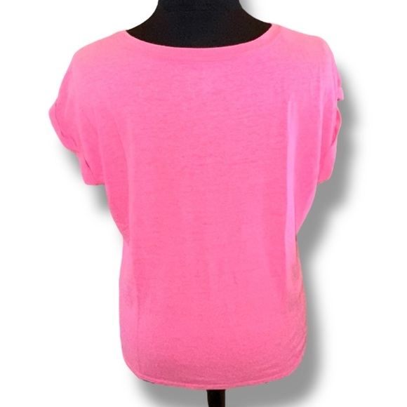 TALBOTS DROP SHOULDER V-NECK TEE - Plus 1X Brilliant Pink - Picture 4 of 13